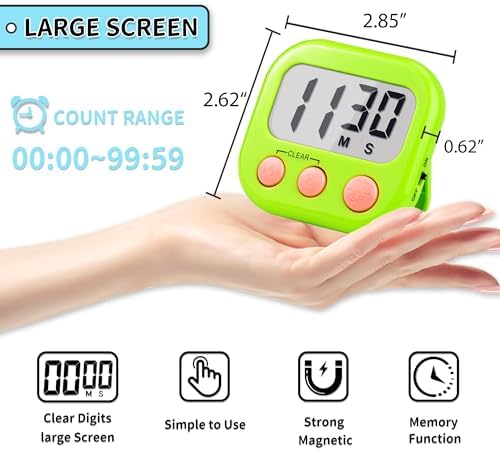 Timer for Kids Digital Kitchen Timers for Cooking- 12 Pack Blue Green - Image 3