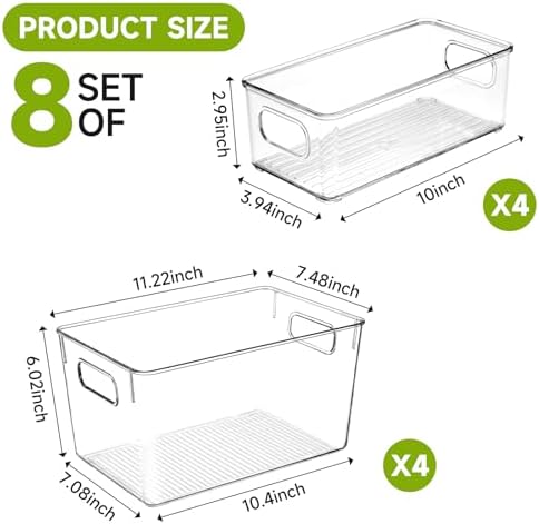 YKIOKE 8 Pack Clear Plastic Storage Bins - Image 2