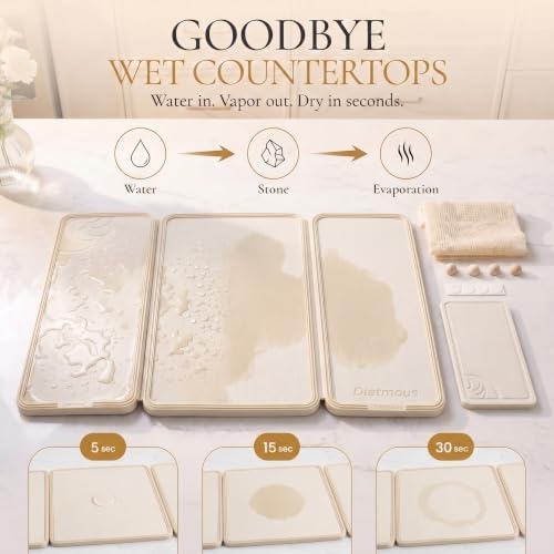 Large Stone Drying Mat for Kitchen Counter, Diatomaceous Earth Foldable Dish - Image 3