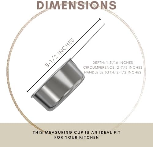 1/2 Cup Stainless Steel Measuring Cup | Sturdy Metal 125 ml | 125 cc | 4 oz | - Image 3