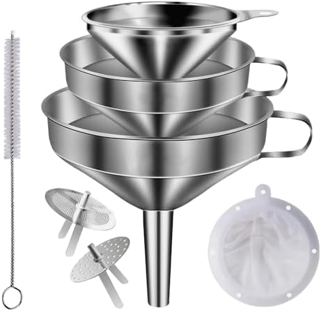 Stainless Steel Funnels for Kitchen use, Cleaning Brush, 200 Mesh Food Filter by Unknown