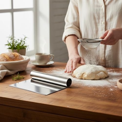 Handy Housewares Stainless Steel Pastry Dough Scraper Cutter - Image 3