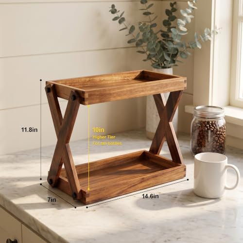 2 Tier Wood Countertop Organizer Shelf - Image 3