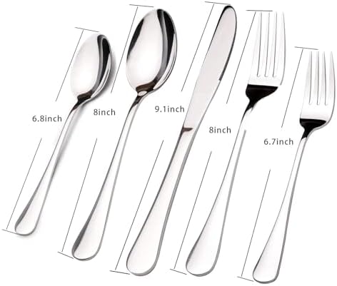 Silverware Set for 8 with Serving Utensils, Stainless Steel Flatware Cutlery - Image 6