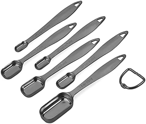 6-Piece 18/8 Stainless Steel Measuring Spoons Set, Dark Gray - Image 2