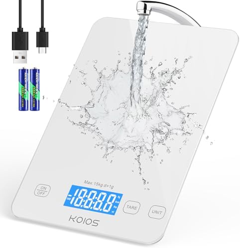 KOIOS USB Rechargeable Food Scale, 33lb/15Kg Kitchen Scale Digital Weight Grams by KOIOS