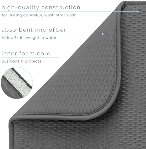 S&T INC. Dish Drying Mat, Diamond Texture, Charcoal Grey - Image 4