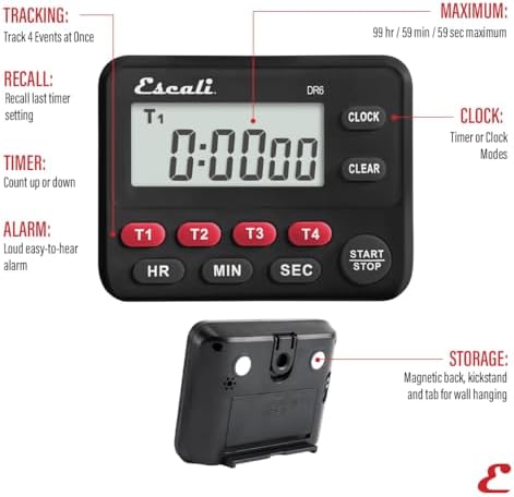Escali Multi-Task Four Event Digital Kitchen Timer - Image 3