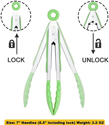 HINMAY Mini Tongs with Silicone Tips 7" Cooking Tongs - Image 3