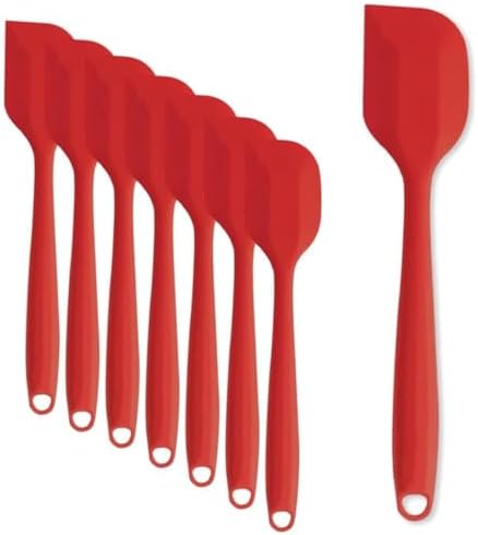 KAKAMINA Red Silicone Spatulas, 8 Pack 8.3 Inch, Sturdy Steel Core by KAKAMINA