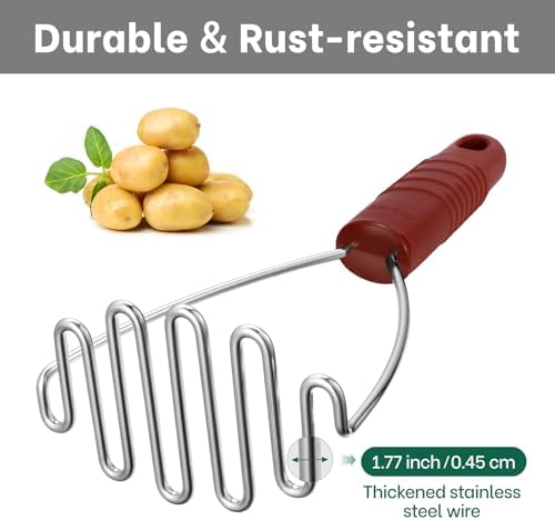 Beneno Ergonomic Soft Grip Stainless Steel Potato Masher - Image 4