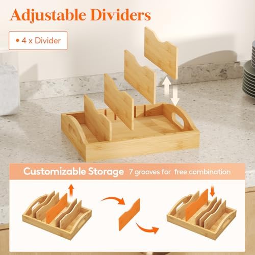 Lifewit Bamboo Lid Organizers for Inside Cabinet - Image 3