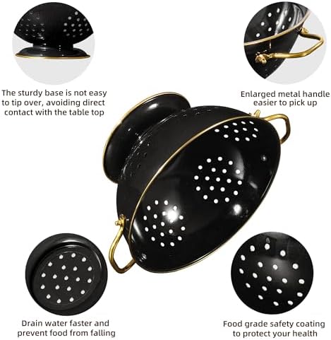 Metal Colander 2 Pack, 3.5 Quart Powder Coated Self-draining Solid Ring Base - Image 5