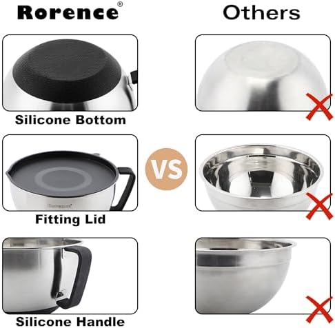 Rorence Stainless Steel Mixing Bowls: Metal Mixing Bowl Set - Image 4