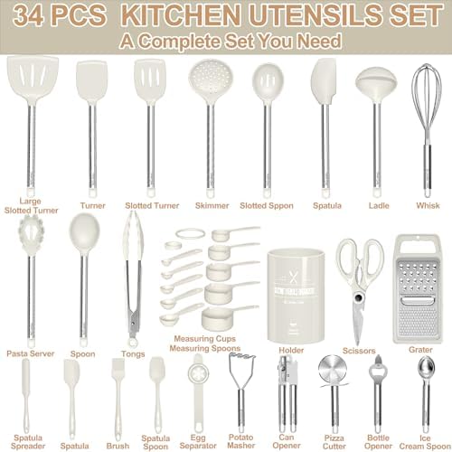 Kitchen Utensils Set-Umite Chef 34 Pcs Silicone Cooking Utensils Set - Image 2