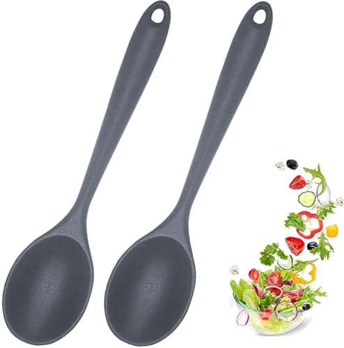 2 Pcs Silicone Nonstick Mixing Spoon, 10.6Inch Silicone Spoons by Ecerangus