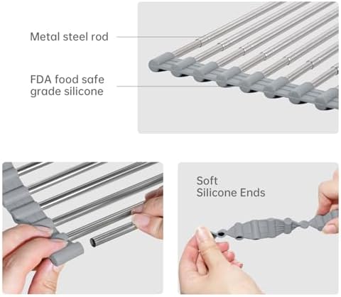 Large Expandable Roll Up Dish Drying Rack, Heat-Resistant Dish Drainer - Image 3