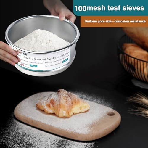 4" 304 Stainless Steel Lab Sieve, 100 Mesh Screen Sifter - Image 6