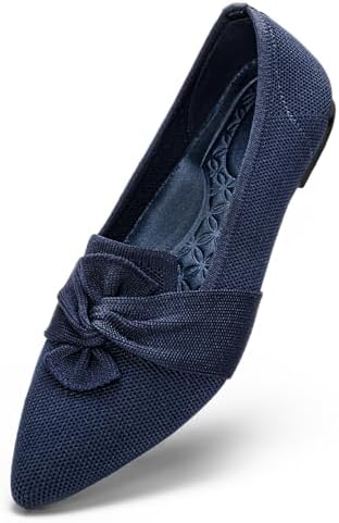 HONHOLD Women's Pointed Toe Flats Breathable Knit Ballet Flats - Image 4