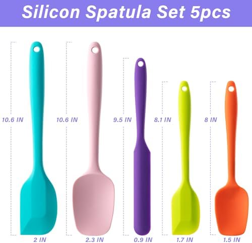 Silicone Spatula Set, 5 Piece Food Grade Rubber Spatulas - Image 2