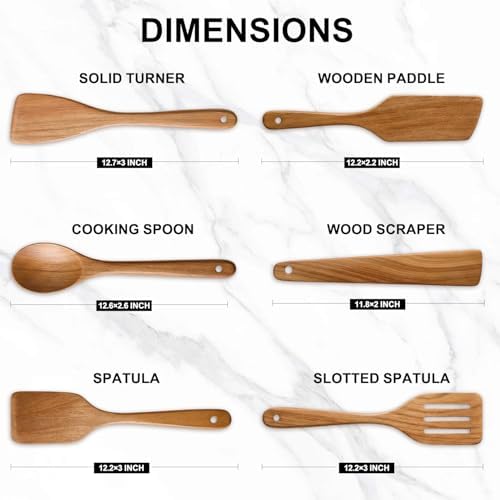 6 Pack Acacia Wood Spatula Set Non Toxic Kitchen Utensils - Image 5