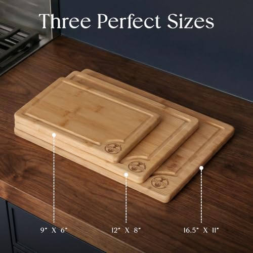 Pre-Oiled, Non Toxic 3-Piece Bamboo Cutting Board Set of 3 - Image 5