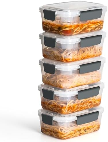 YORY 5cup Plastic Food Storage Containers by YORY