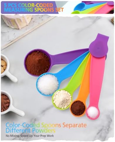 Measuring Spoons Set of 5, Fade-Proof Markings, Color Coded Plastic - Image 4