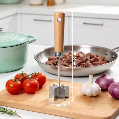 304 Stainless Steel Meat Chopper, 6-Blade Ground Beef Masher & Hamburger - Image 5