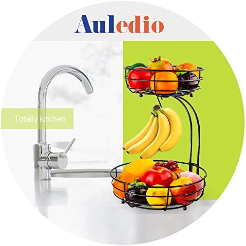 Auledio Iron 2-Tier Countertop Fruit Vegetables Basket Bowl Storage - Image 2