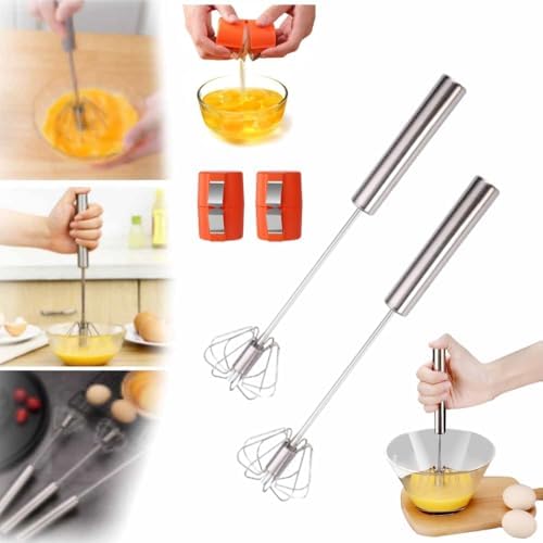 Stainless Steel Egg Whisk, 2025 Upgrade Hand Push Whisk Blender by Busylive