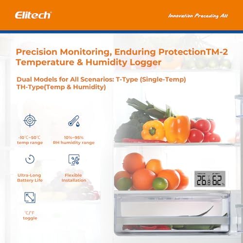 Elitech 2Pack Fridge Thermometer Hygrometer Digital Freeze Refrigerator - Image 4