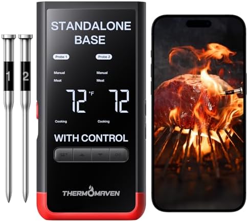 ThermoMaven WiFi Wireless Meat Thermometer, 2 Probes, Smart Base, 6 Sensors by ThermoMaven