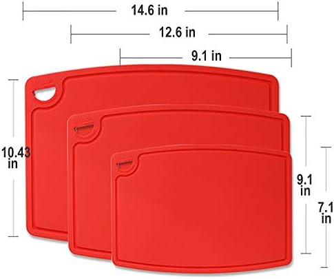 Liflicon Silicone Thick Cutting Boards Mats Set of 3pcs Foldable & Flexible - Image 2