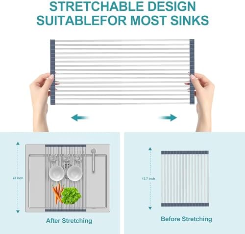 BBXTYLY Extra Large Expandable Roll Up Dish Drying Rack, Over The Sink Drying - Image 4