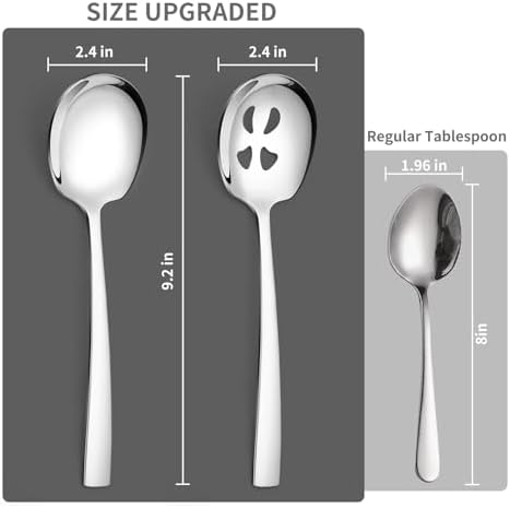 4 Piece Serving Spoons Set, 9.2-Inch Includes 2 Large, 2 Slotted - Image 3
