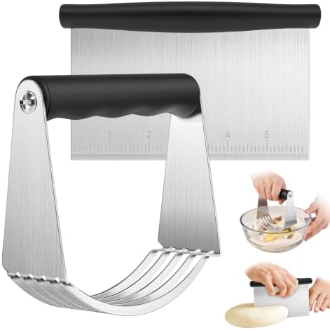 USLAI Large Pastry Blender & Bench Scraper Set, Heavy Duty, 4 Inch by USLAI