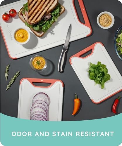 Cutting Boards for Kitchen, Plastic Cutting Board Set of 3, Dishwasher Safe - Image 4