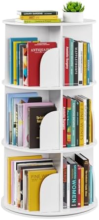 SpaceAid 3 Tier Rotating Bookshelf Tower, Spinning Bookcase Lazy Susan by SpaceAid