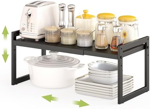 DOLALIKE Expandable Kitchen Countertop Organizer, Stackable Cabinet Shelf by DOLALIKE