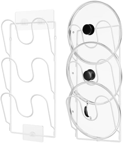 ORDORA Pot Lid Organizer Rack for Cabinet Door, 2 Pack Pot Lid Holder White by ORDORA