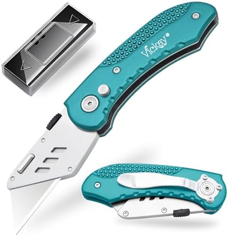 Vickay Folding Utility Knife, Heavy Duty Box Cutter, Razor Knife-Green by Vickay