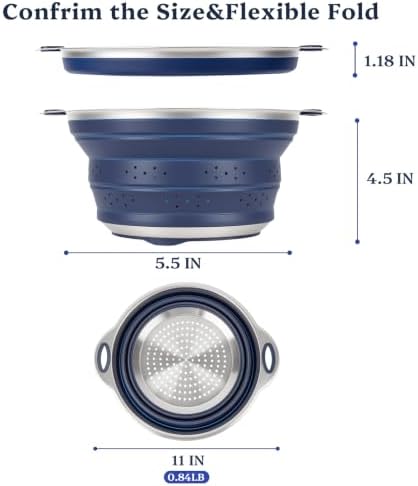 Collapsible Colander Set with Silicone Mat, 2-in-1 Stainless Steel Colander - Image 2