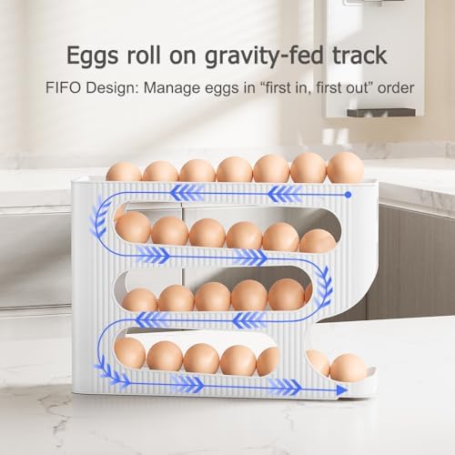 Sotfamily FIFO Egg Holder for Fridge, Egg Organizer fits 28 Large Size Eggs - Image 3