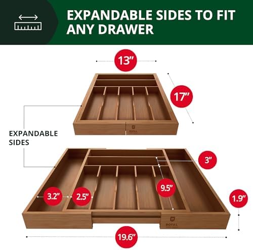 ROYAL CRAFT WOOD Luxury Bamboo Kitchen Drawer Organizer - Image 2