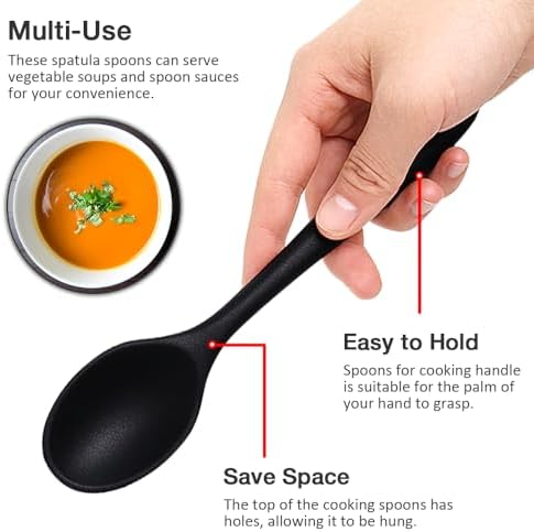 Small Silicone Spoon 4PCS, 8 Inch Mini Slotted Spoons - Image 4