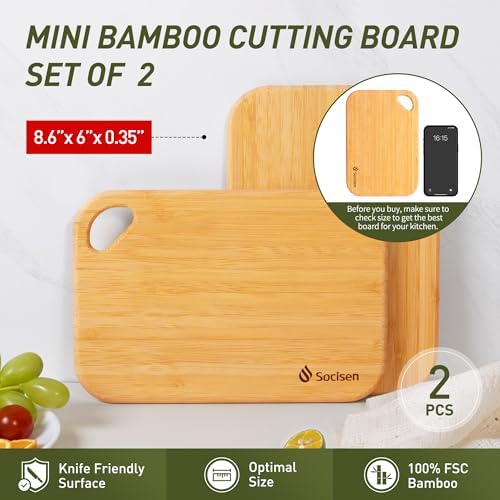 2 Pack Small Bamboo Wood Cutting Board - Image 3