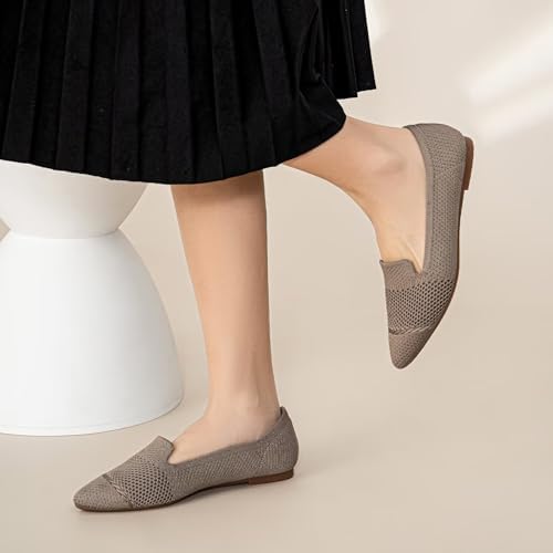 HONHOLD Women's Pointed Toe Flats Breathable Knit Ballet Flats - Image 3