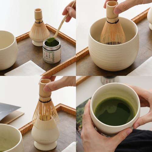 Matcha Whisk Set, Ceramic Matcha Bowl & Whisk Holder, Bamboo Accessory - Image 6