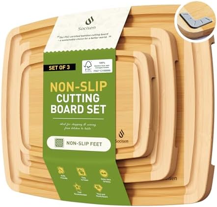 Bamboo Cutting Board Set Non Slip Feet Over Sink Tablas Para Picar Cocina Tabua by Socisen